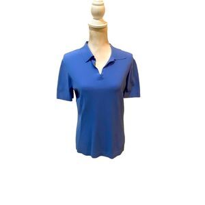 Escada knit periwinkle blue short sleeve collared v neck polo shirt size 40